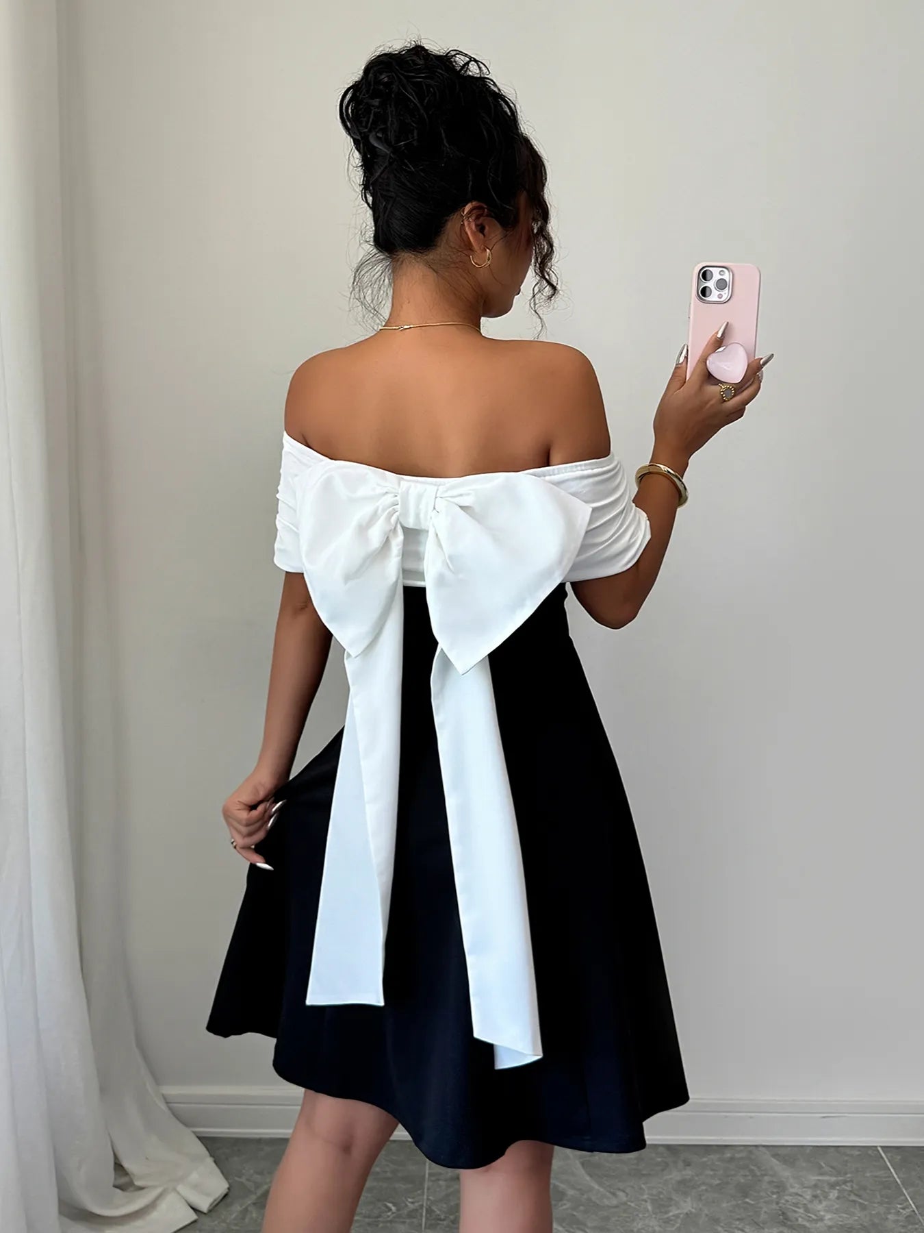 Image of Bow Back Off Shoulder Dress | Queeble.shop