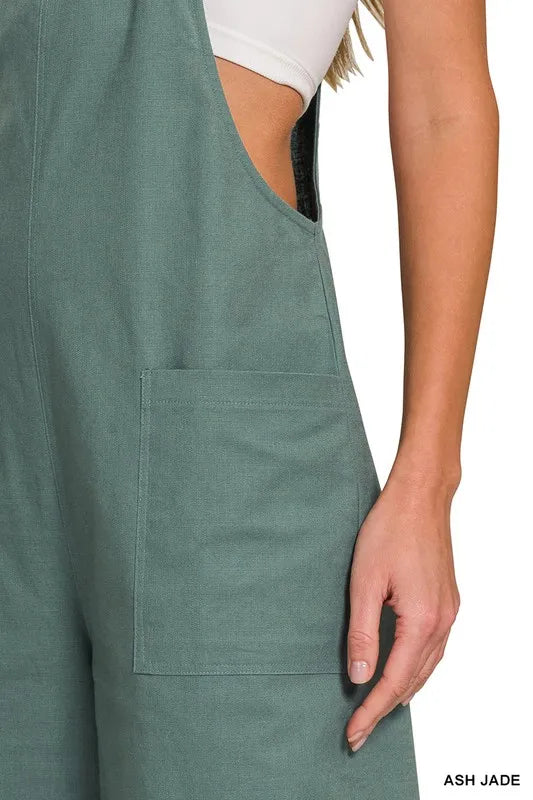 Image of Zenana Woven Knot Strap Overalls | Queeble.shop