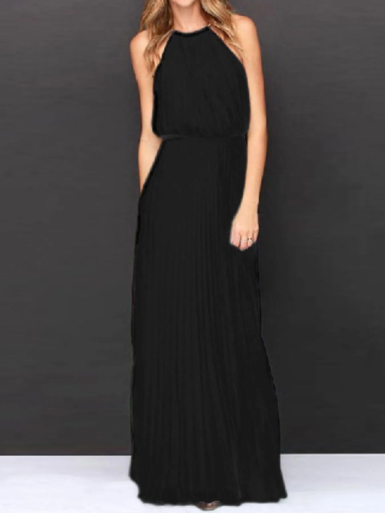 Image of Pleated Sleeveless Maxi Tank Dress | Queeble.shop