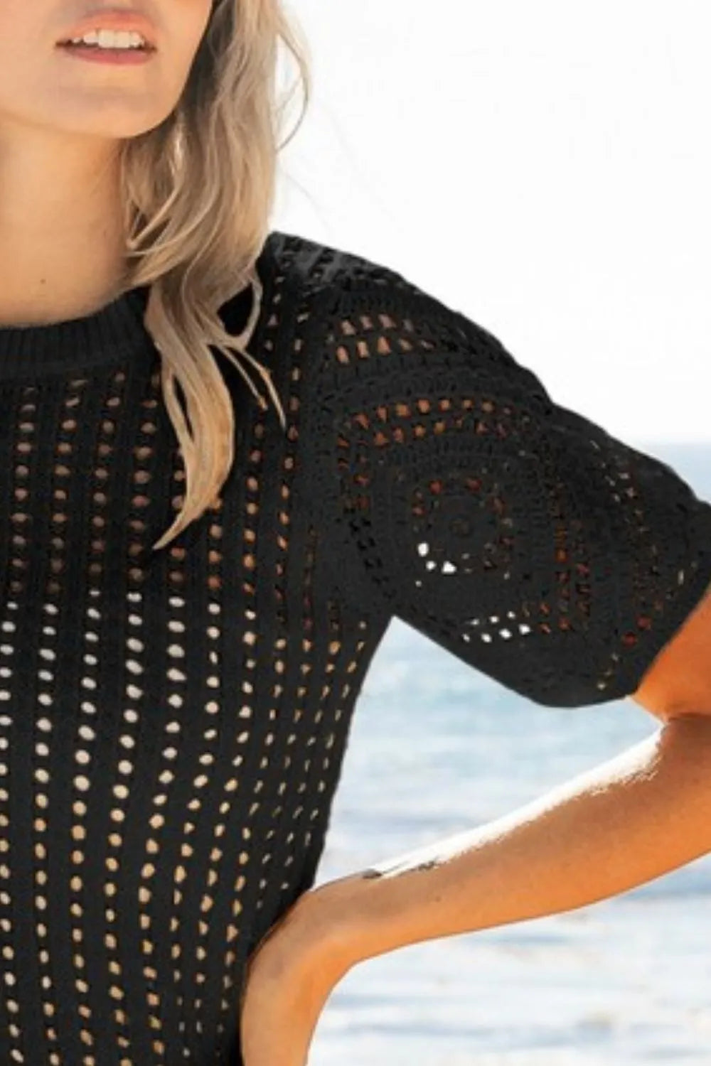 Image of BiBi Crochet Lace Top With Puff Sleeves | Queeble.shop
