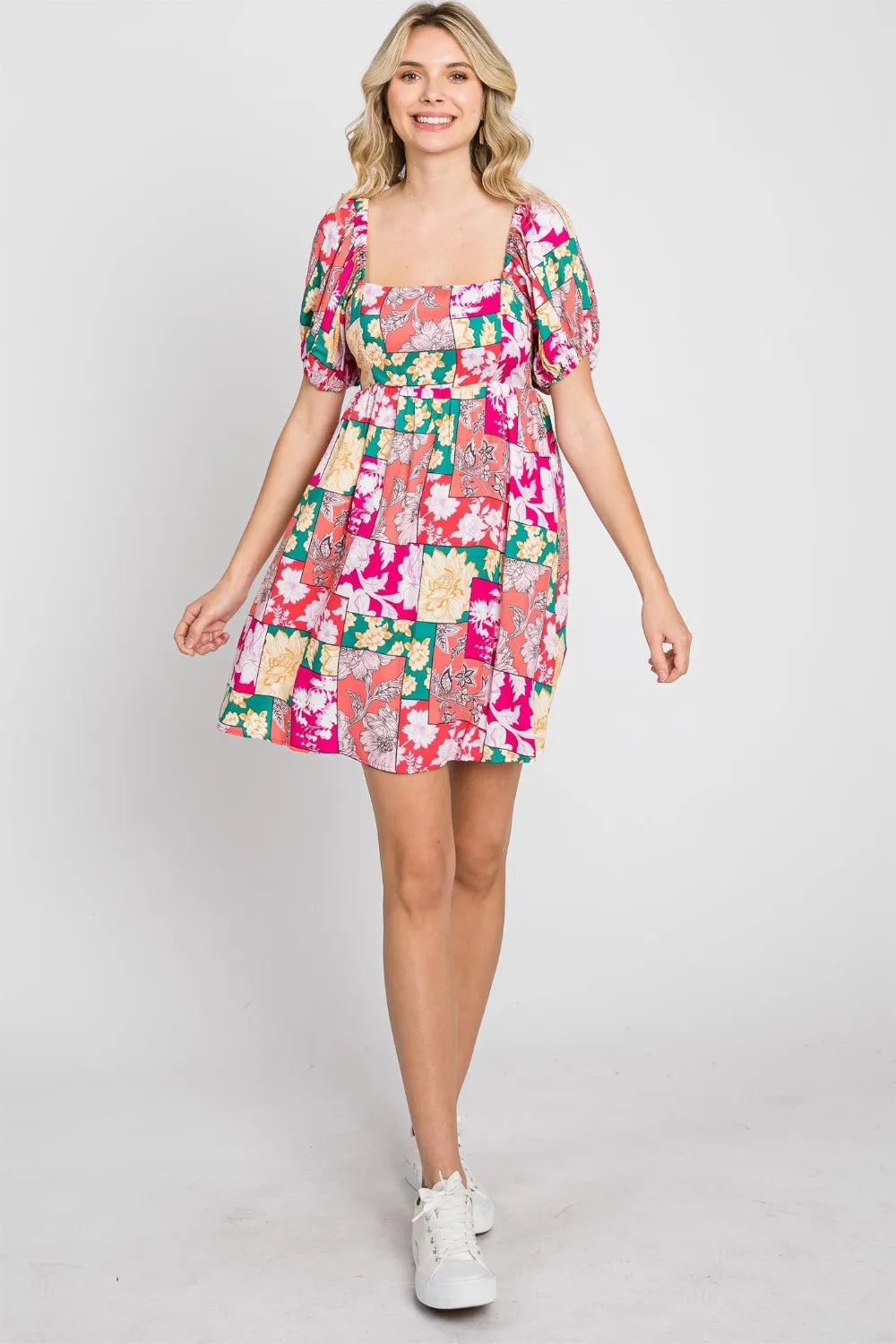 Image of GeeGee Floral Ruff Sleeve Mini Dress | Queeble.shop