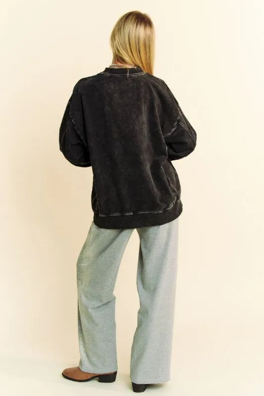 Image of Davi & Dani Stud Star Patch Acid Washed Sweatshirt | Queeble.shop