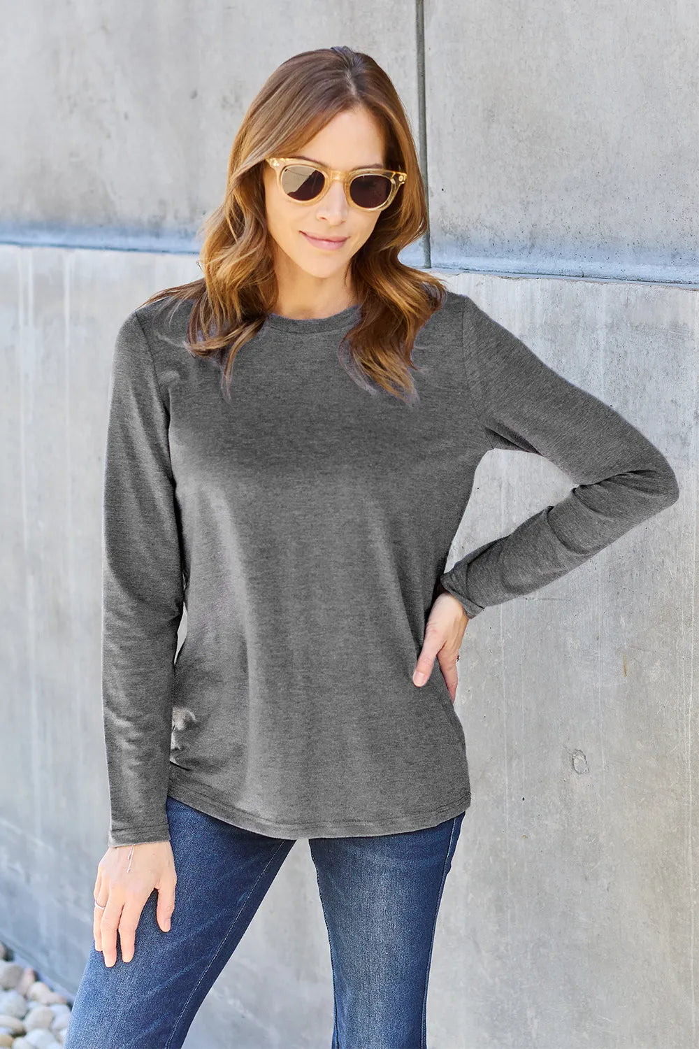 Image of Basic Bae Full Size Round Neck Long Sleeve Top | Queeble.shop