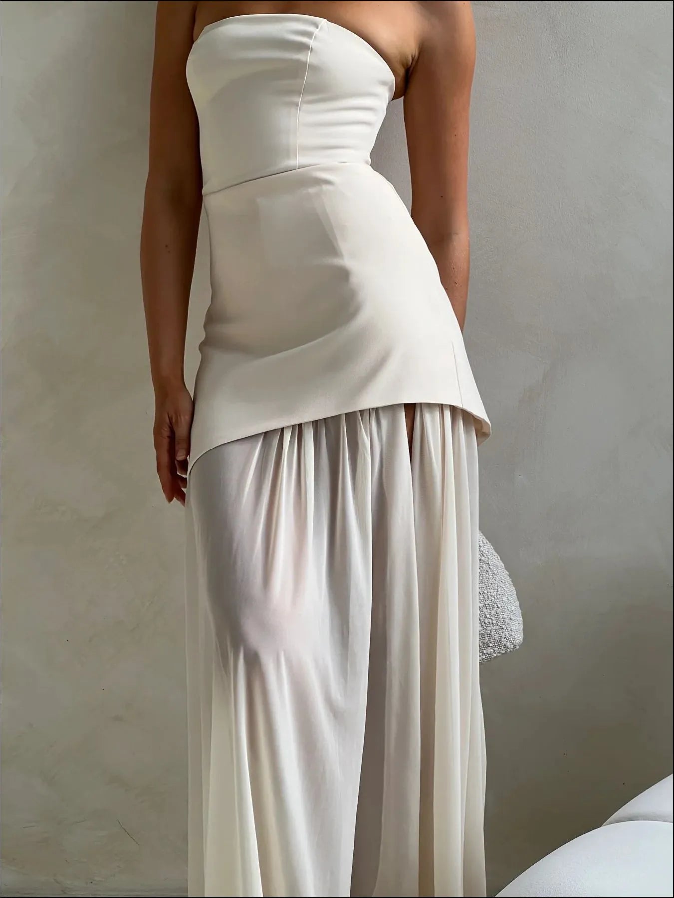 Image of Layered Slit Tube Maxi Dress | Queeble.shop