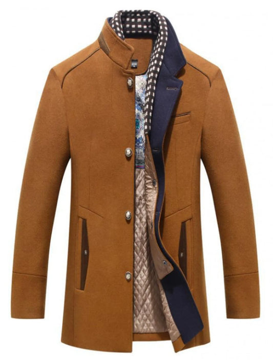 Image of Men's Plus Size Quilted Inner Long Sleeve Coat | Queeble.shop