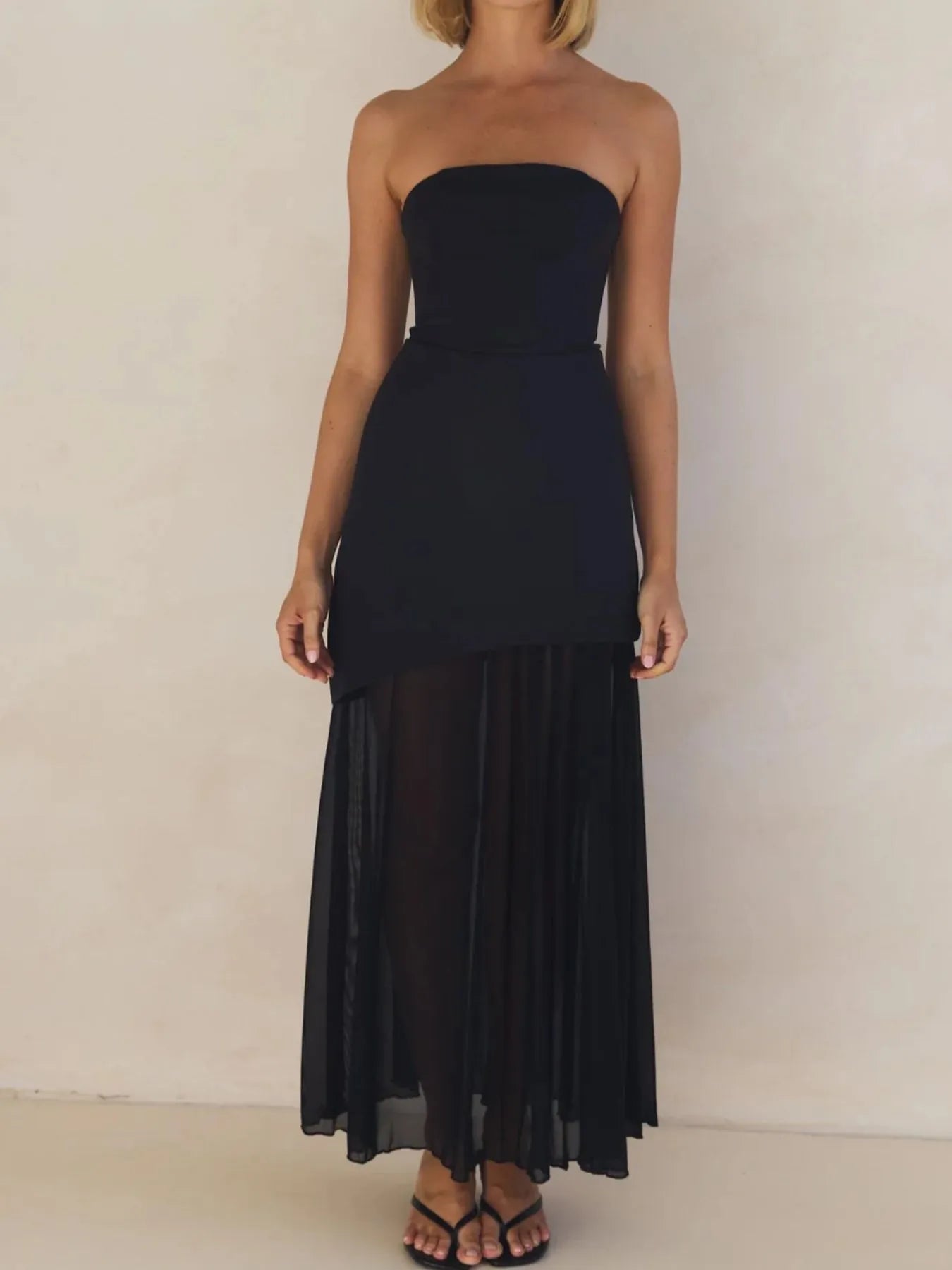 Image of Layered Slit Tube Maxi Dress | Queeble.shop