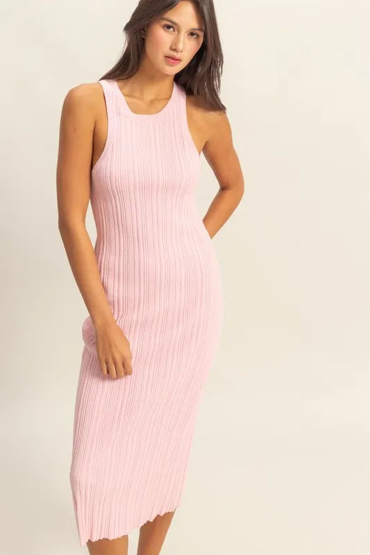 Image of HYFVE Round Neck Bodycon Ribbed Knit Dress | Queeble.shop