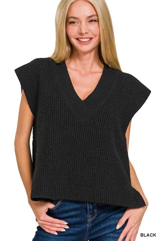 Image of Zenana Oversized Sweater Vest with Side Slit | Queeble.shop