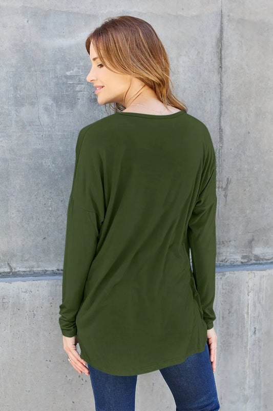 Image of Basic Bae Full Size Round Neck Dropped Shoulder T-Shirt | Queeble.shop