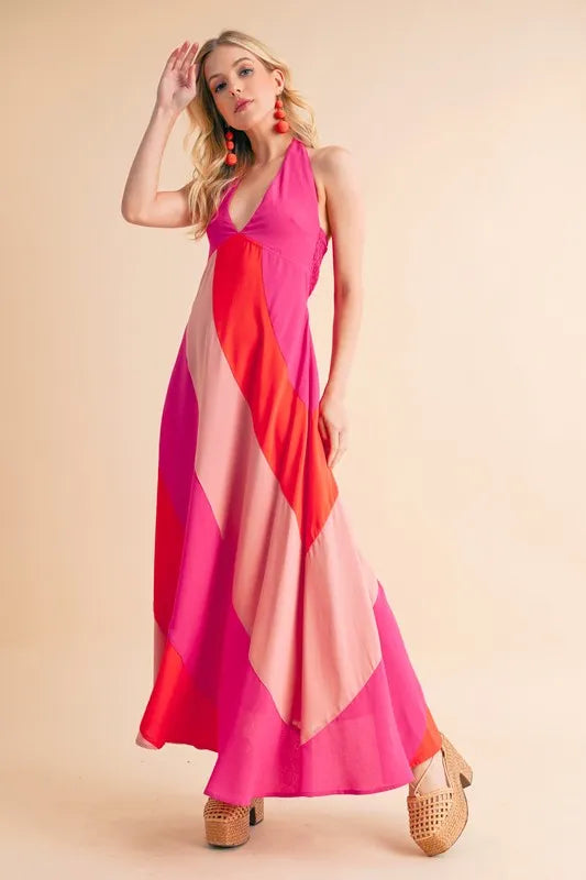 Image of Aemi+Co Color Block Sleeveless Maxi Dress | Queeble.shop