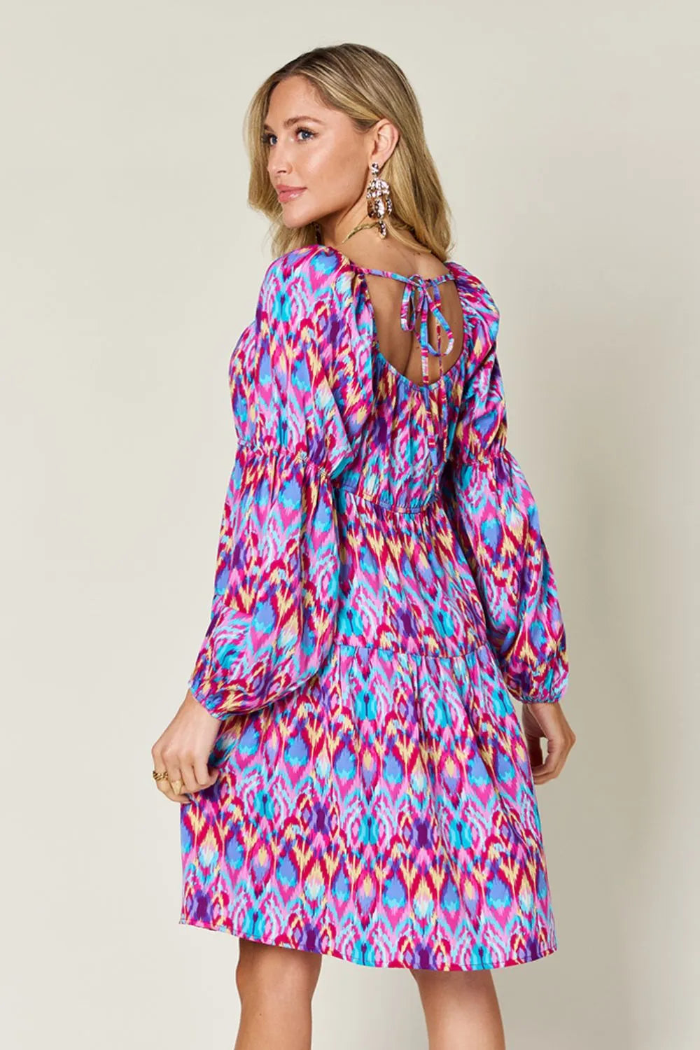 Image of Double Take Full Size Printed Long Sleeve Dress | Queeble.shop