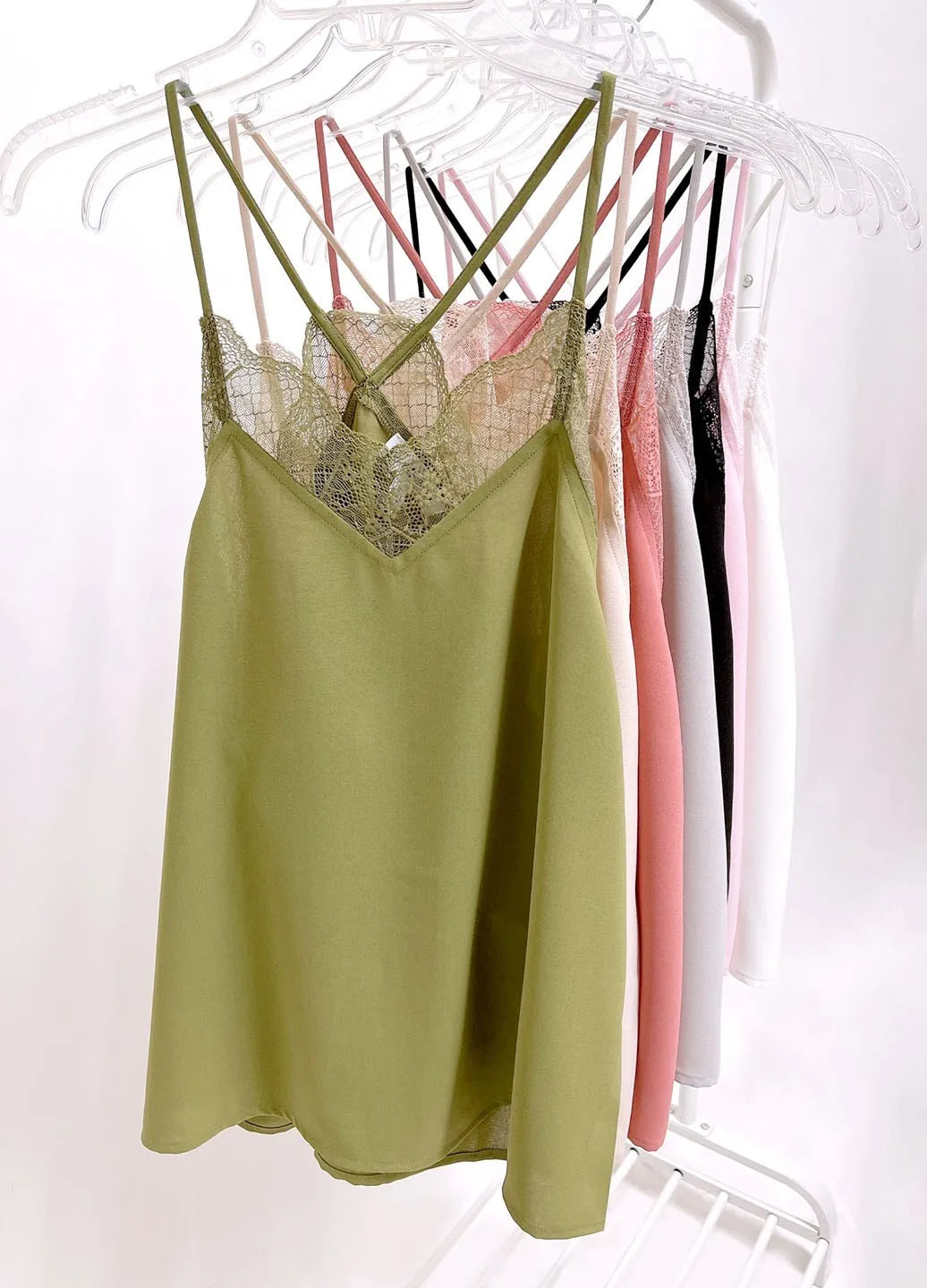 Image of BiBi Lace Cami Solid Tank Top | Queeble.shop