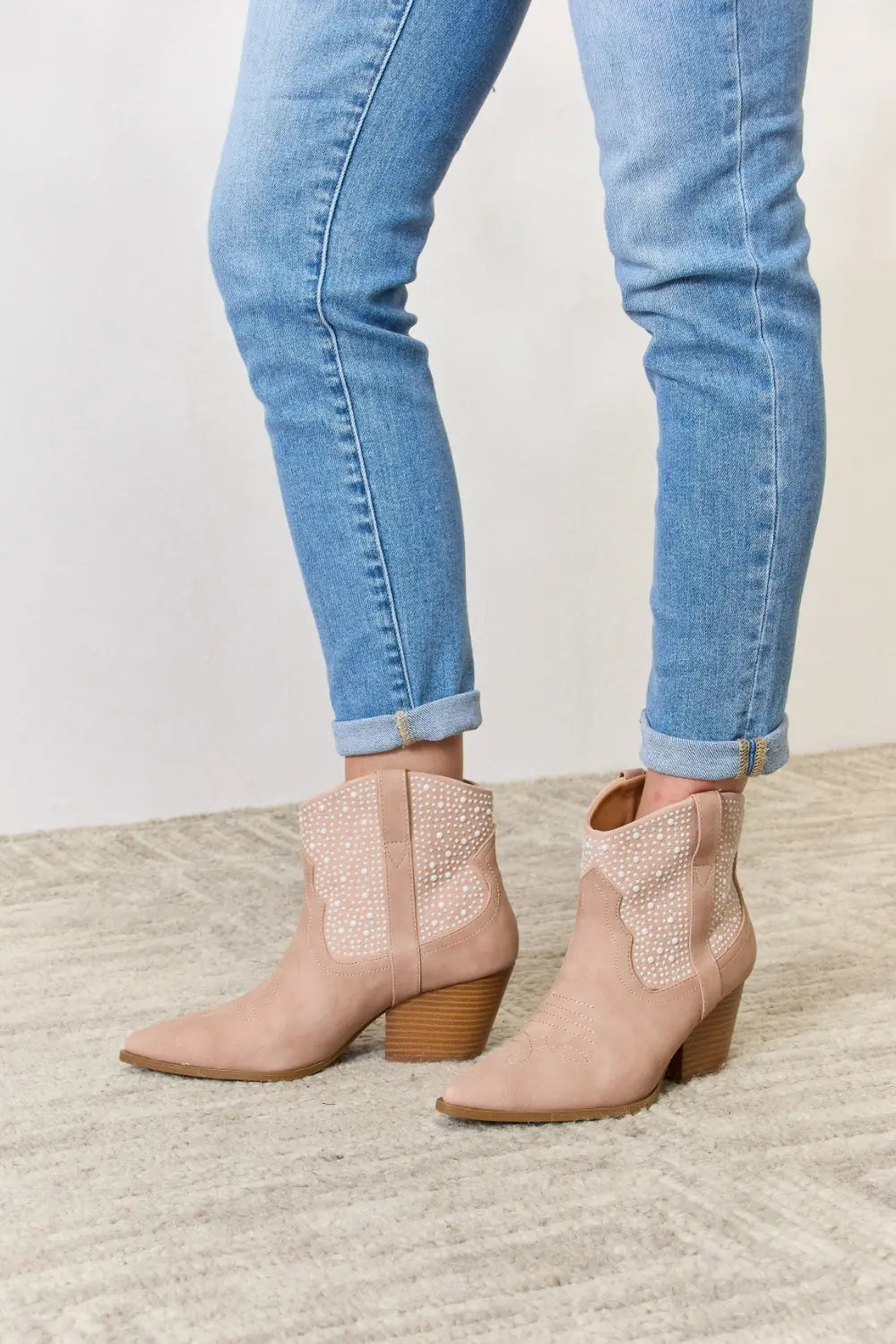 Image of East Lion Corp Rhinestone Ankle Cowgirl Booties | Queeble.shop