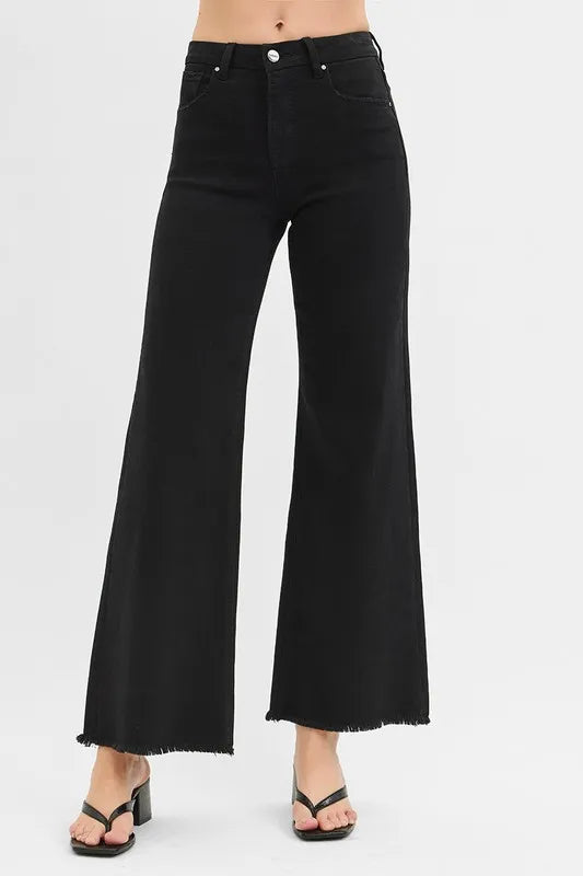 Image of RISEN Full Size Tummy Control High Rise Wide Jeans Plus Size | Queeble.shop