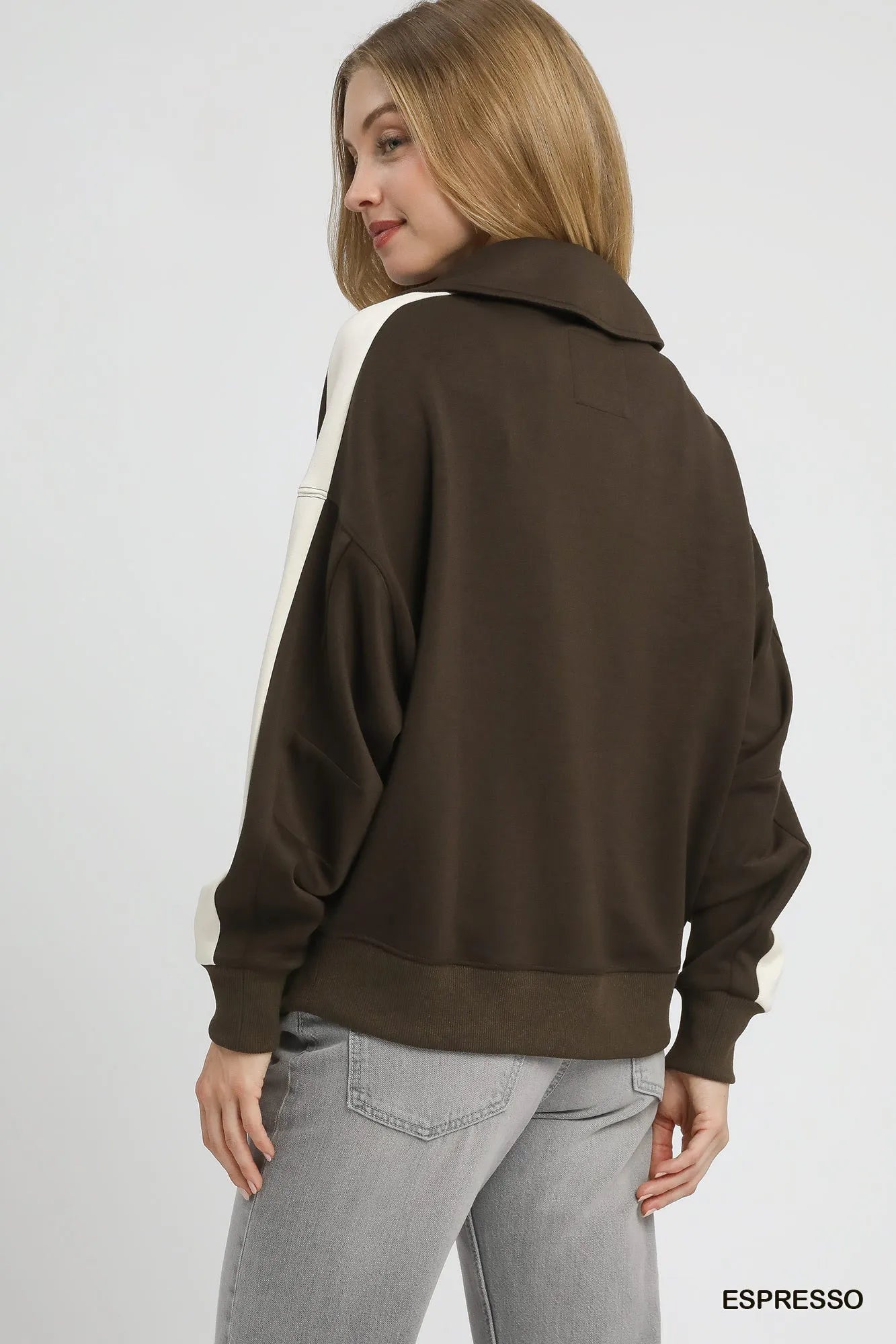 Image of Umgee Color Block Polo Sweatshirt | Queeble.shop