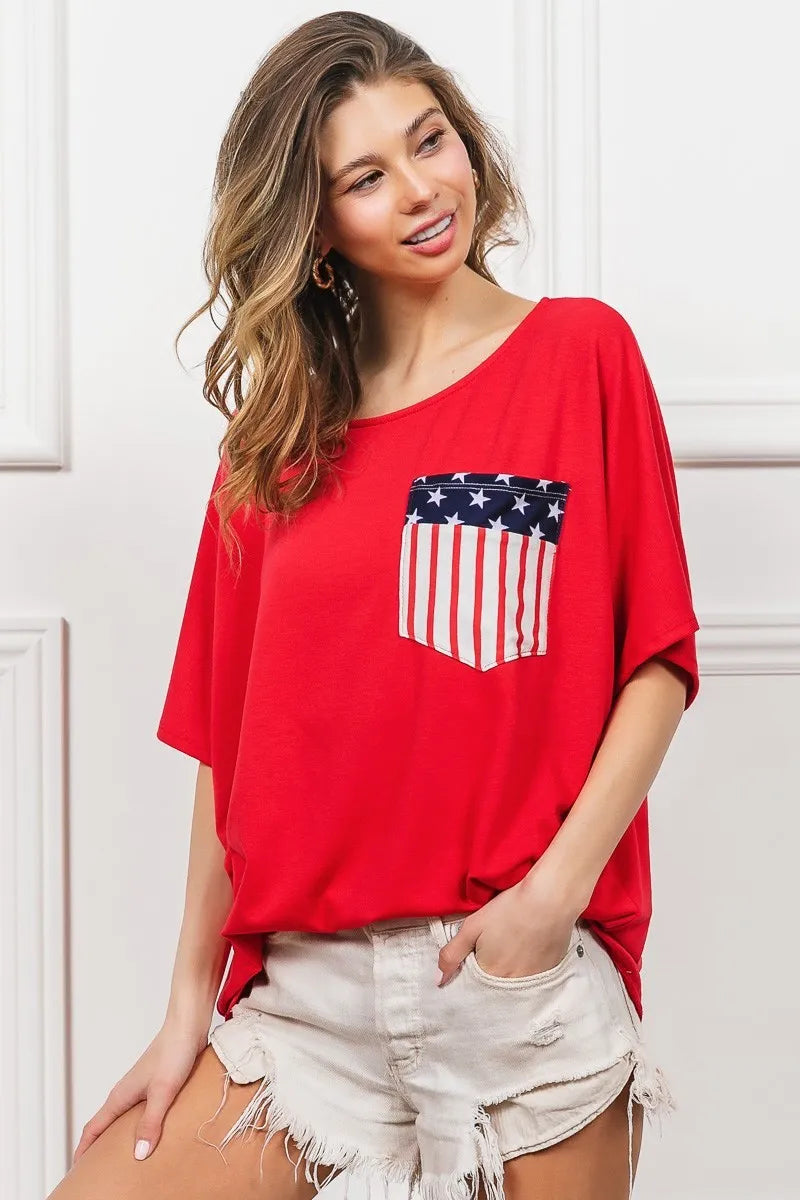 Image of BiBi French Terry With Front Pocket Dolman Sleeves Top | Queeble.shop