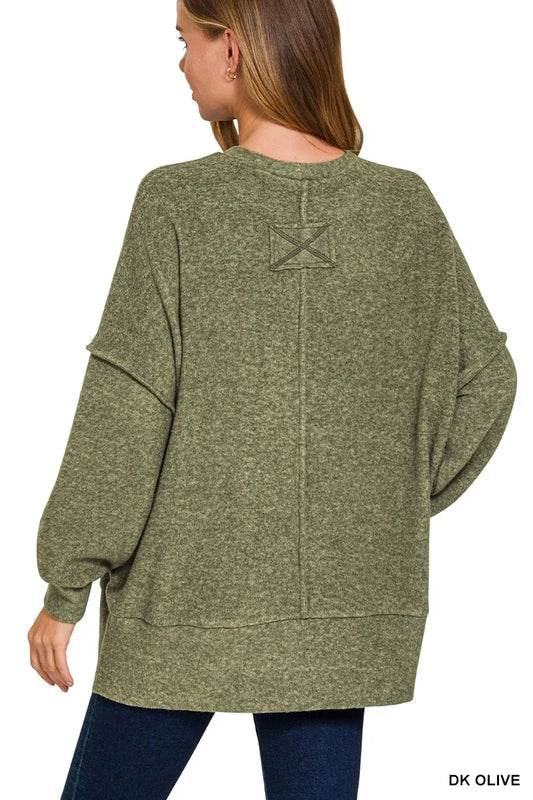 Image of Zenana Brushed Melange Hacci Oversized Sweater | Queeble.shop
