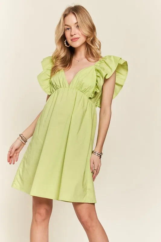 Image of ADORA Smocked Back Ruffled Cap Sleeve Babydoll Dress | Queeble.shop