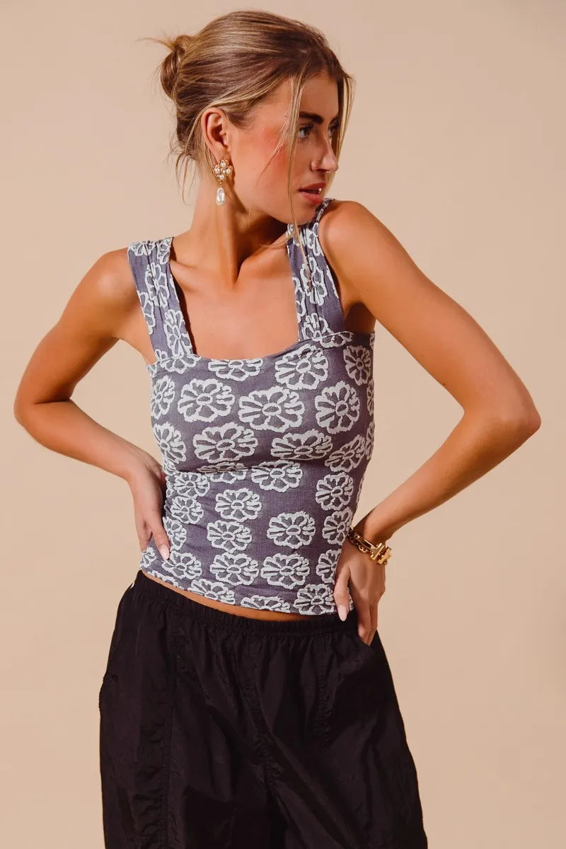 Image of SO ME Two Tone Floral Seamless Tank Top | Queeble.shop