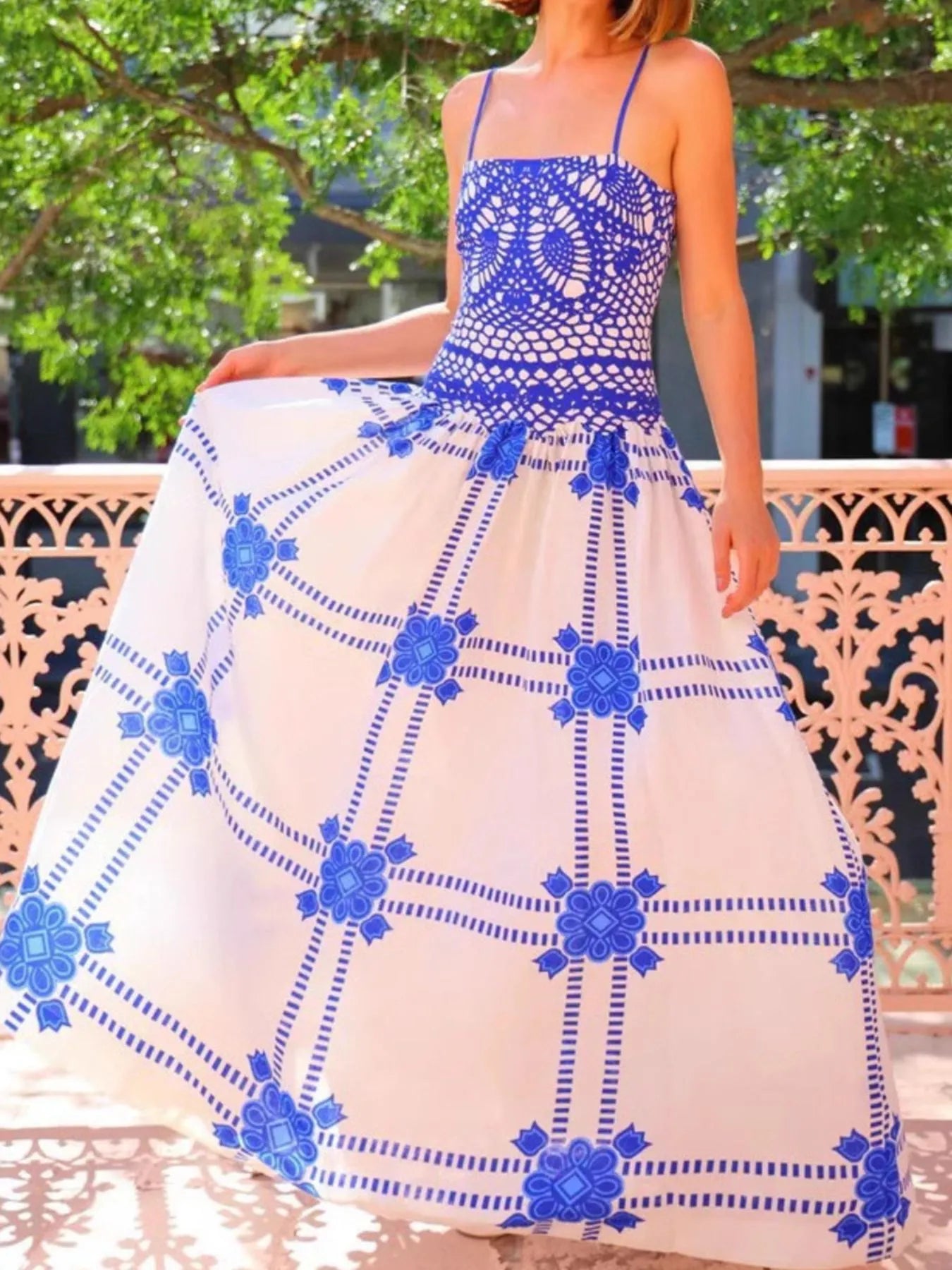 Image of Printed Square Neck Maxi Cami Dress | Queeble.shop