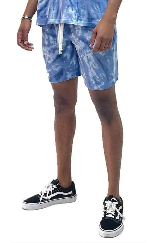 Image of WEIV Men's Full Size Cyclone Pinwheel Tie-dyed Sweat Shorts Plus Size | Queeble.shop