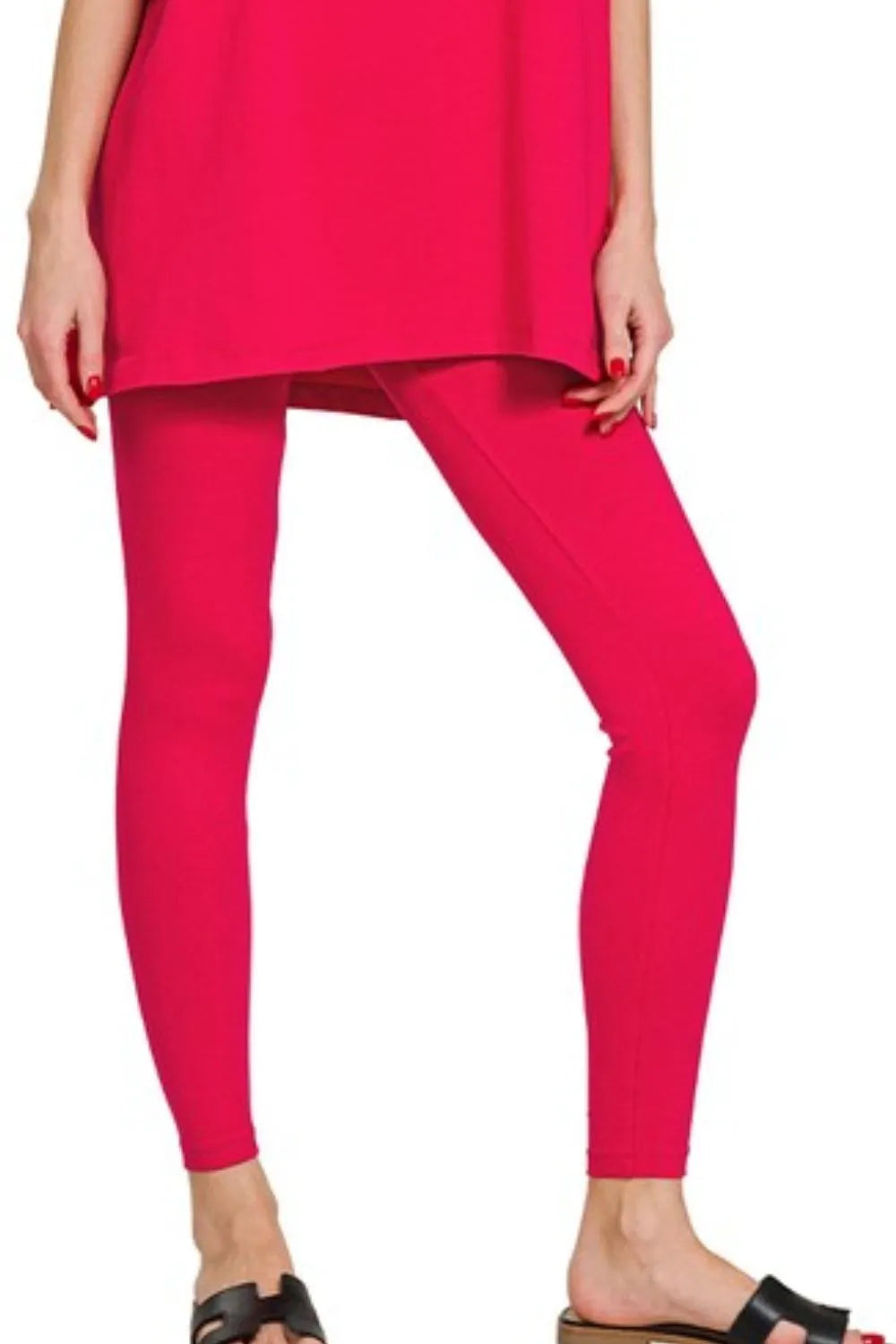 Image of Zenana Cotton Round Neck Top & Legging Set | Queeble.shop