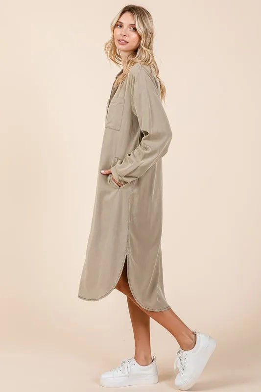 Image of Mittoshop Button Down Long Sleeve Shirt Dress | Queeble.shop