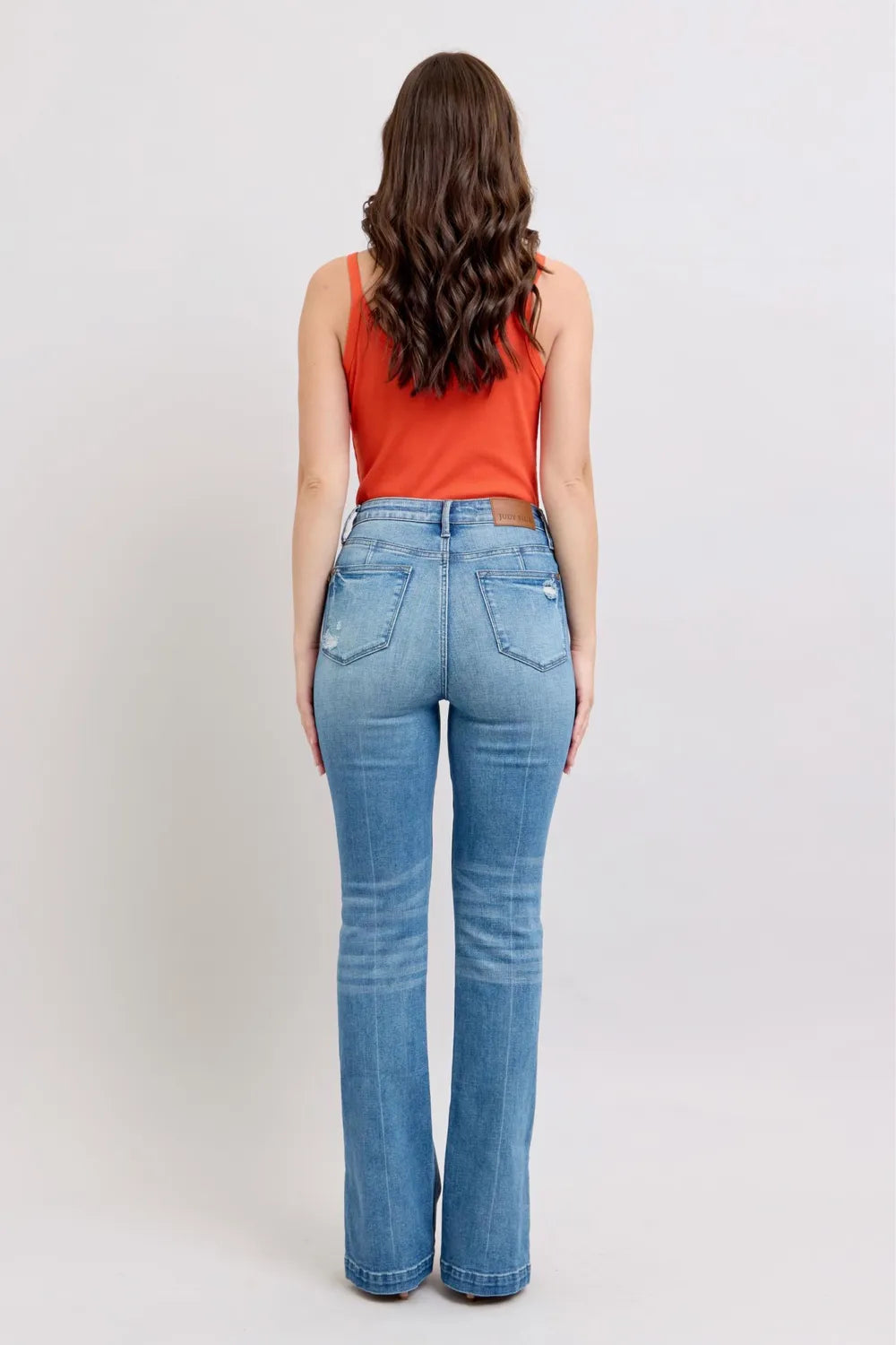 Image of Judy Blue HW Tummy Control Vintage Wash Side Slit Slim Boot Jeans | Queeble.shop