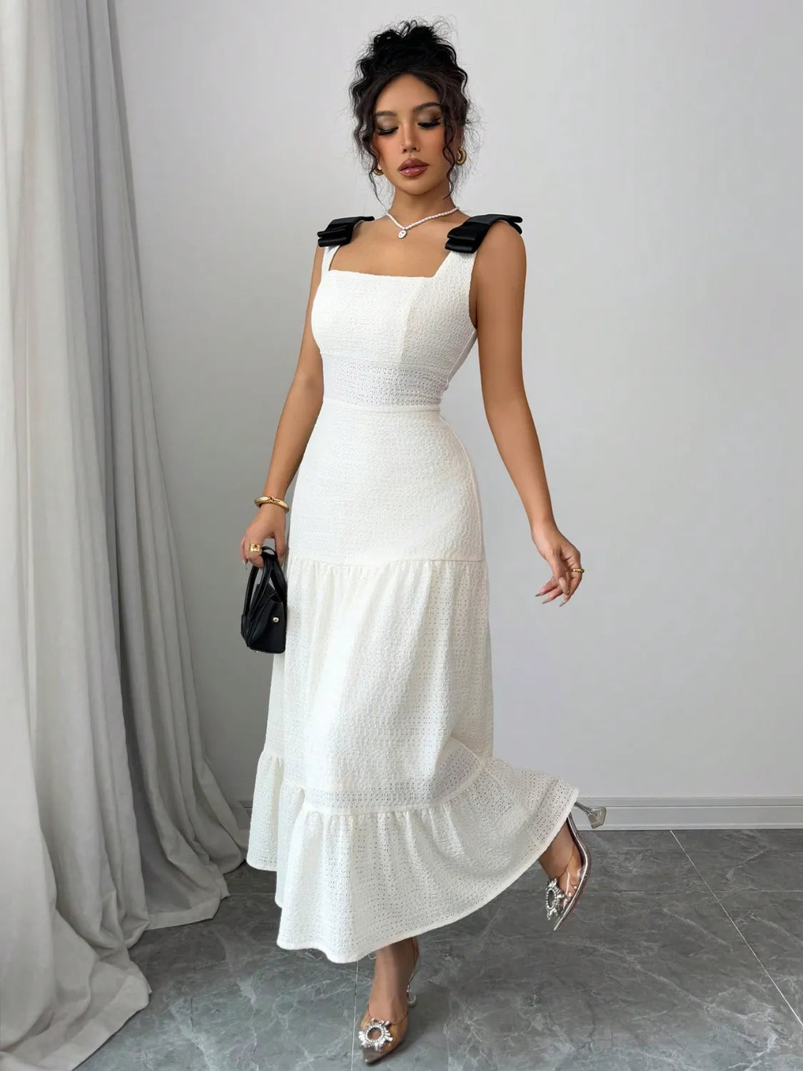 Image of Square Neck Wide Strap Dress | Queeble.shop