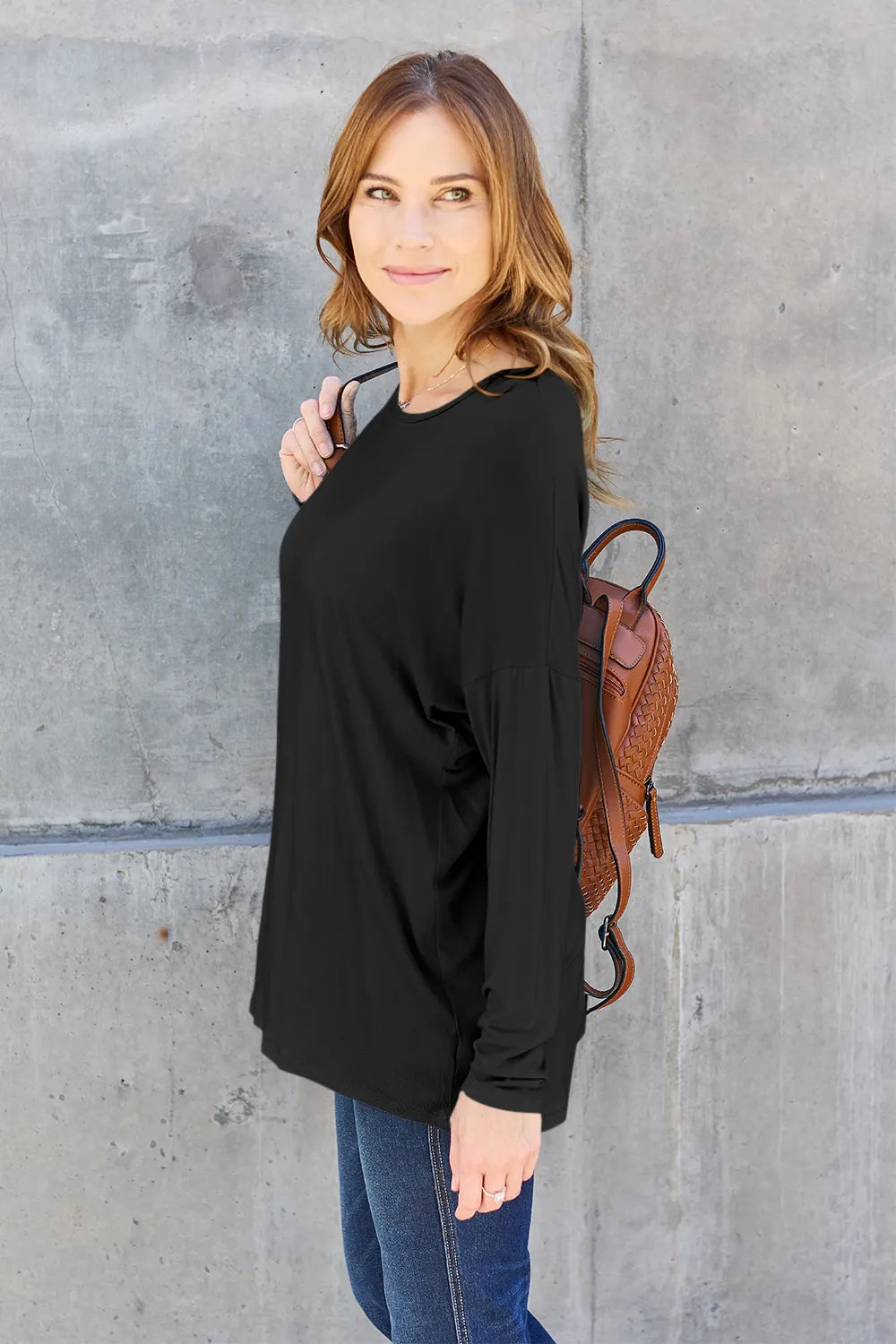 Image of Basic Bae Full Size Round Neck Dropped Shoulder T-Shirt | Queeble.shop