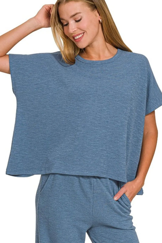 Image of Zenana Cotton Slub Top & Pants Set | Queeble.shop