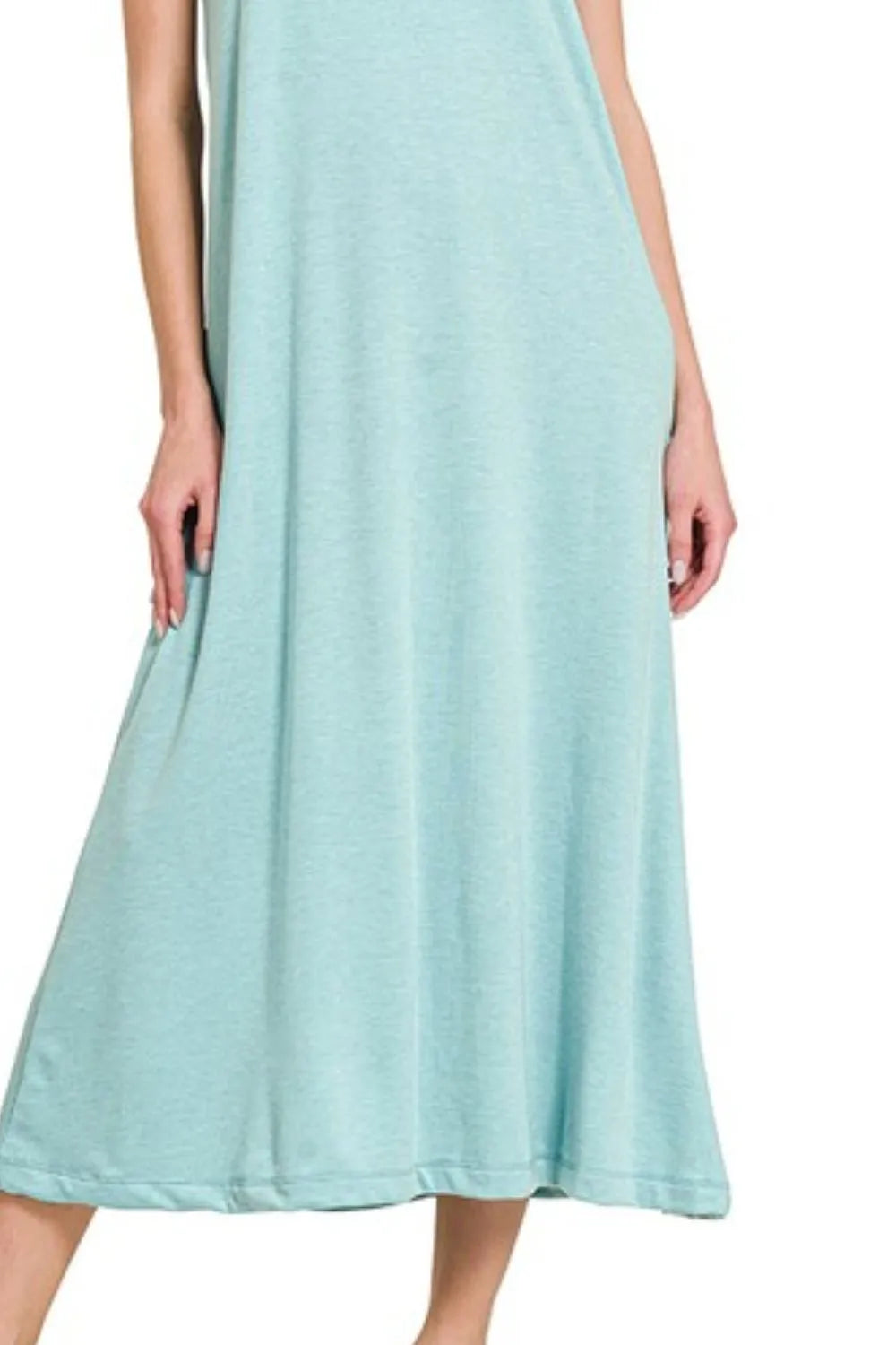 Image of Zenana French Terry Twisted Strap Midi Dress | Queeble.shop
