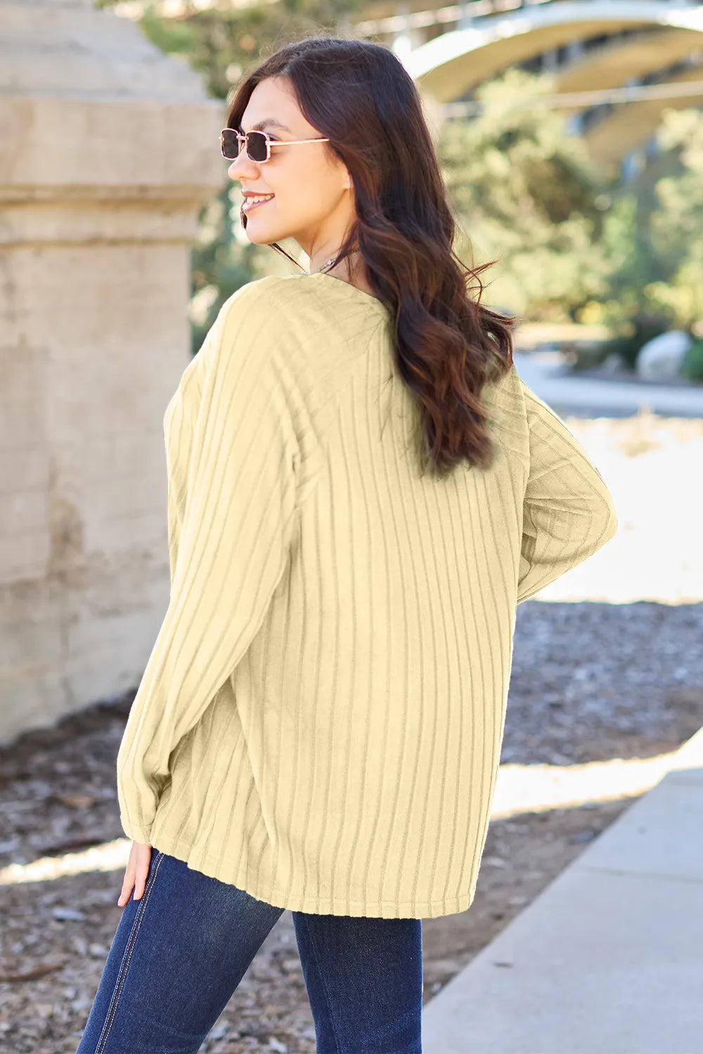 Image of Basic Bae Full Size Ribbed Round Neck Long Sleeve Knit Top | Queeble.shop