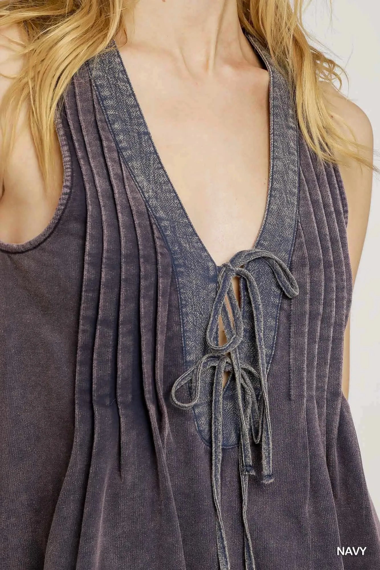 Image of Umgee Tie Front Sleeveless Romper | Queeble.shop
