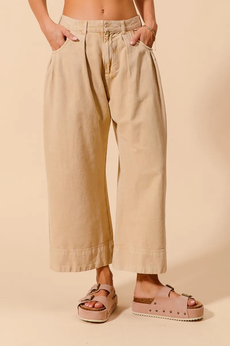 Image of SO ME Mid Rise Wide Leg Chino Pants With Pockets | Queeble.shop