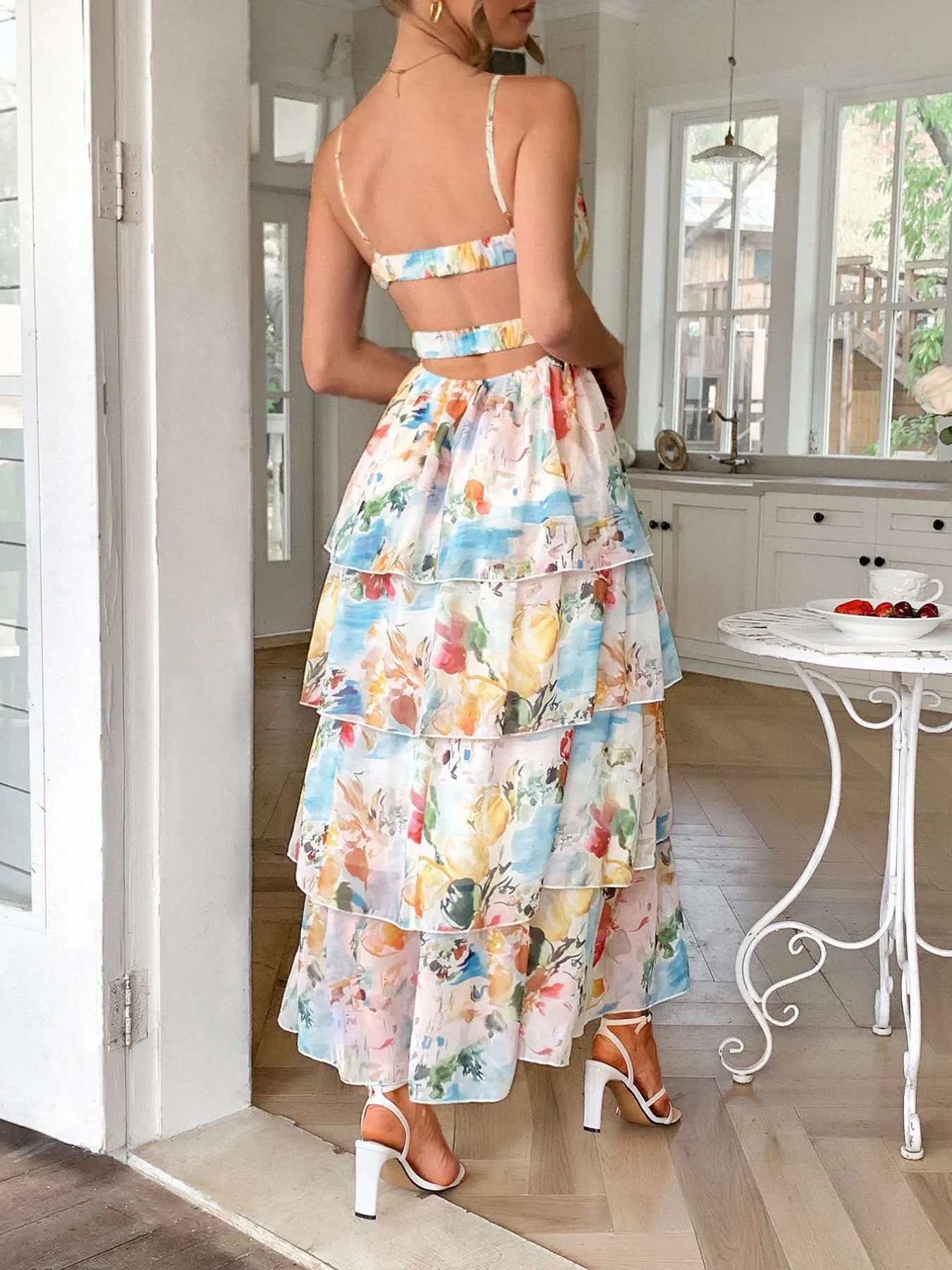 Image of Floral Print Layered Maxi Cami Dress | Queeble.shop