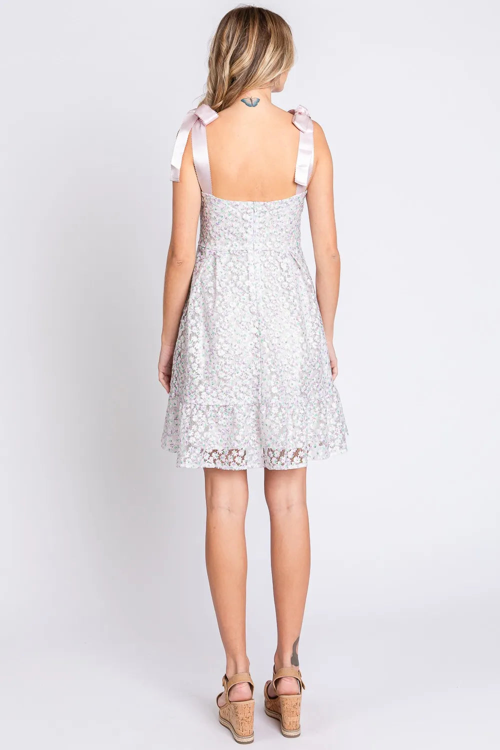 Image of GeeGee Mesh Floral Embroidered Sleeveless Dress | Queeble.shop