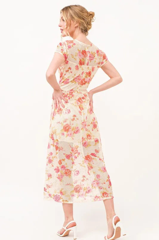 Image of And The Why Fish-Net Floral Printed Midi Dress | Queeble.shop