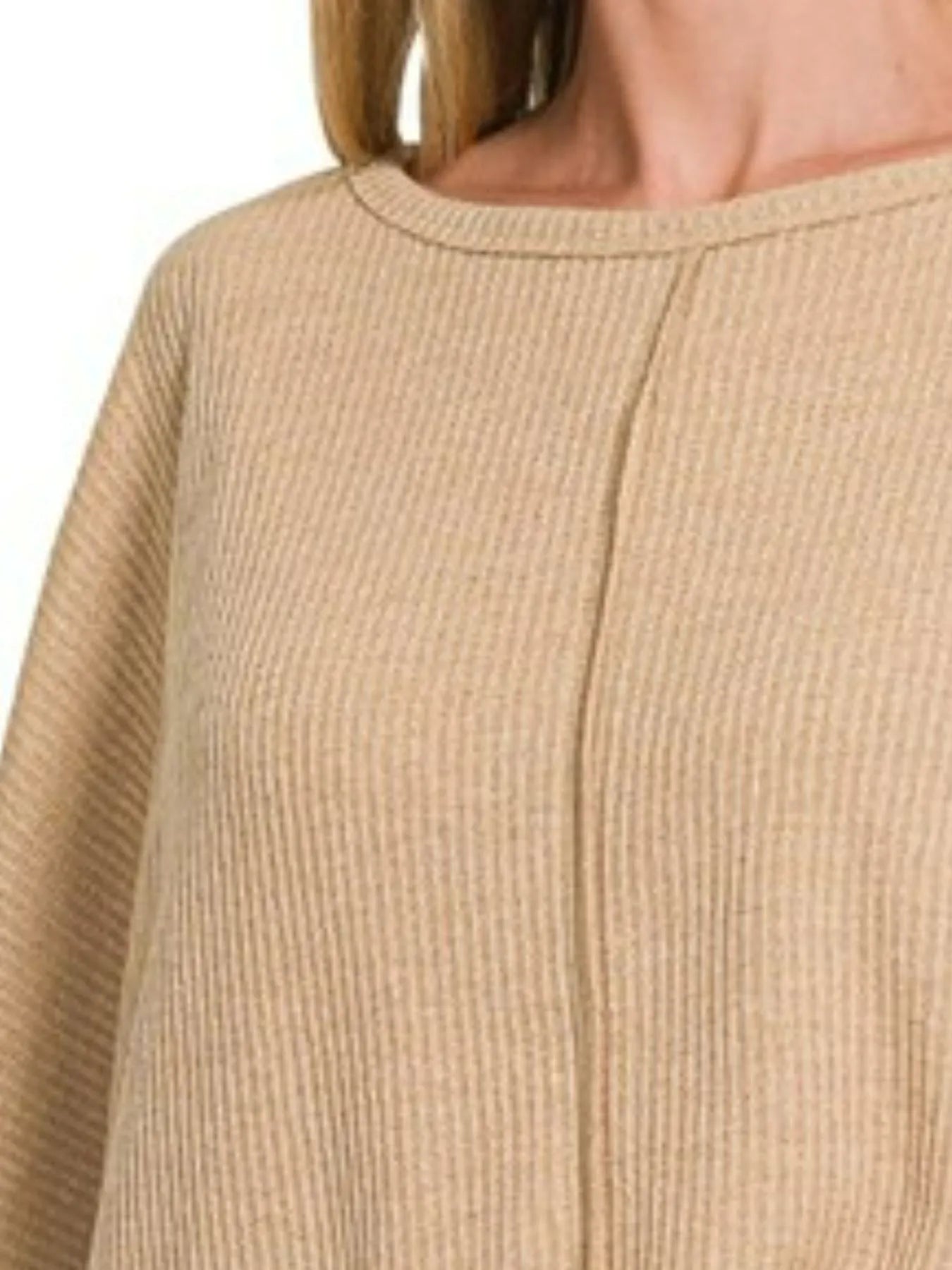 Image of Zenana Ribbed Center Seam Dolman Sleeve Hi Low Sweater | Queeble.shop