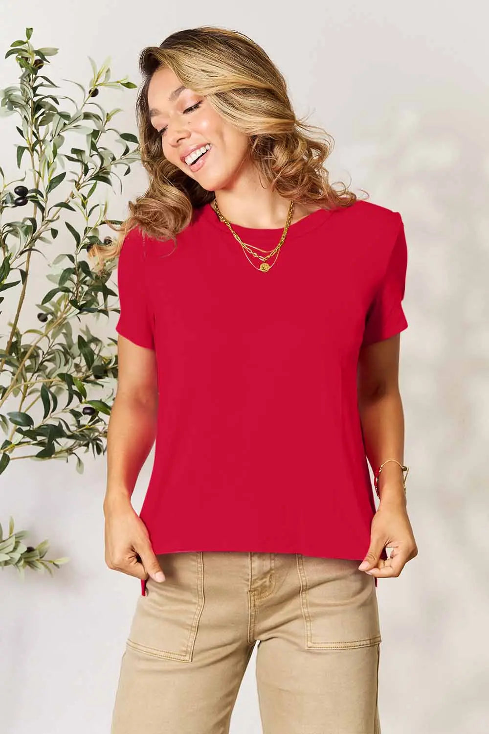 Image of Basic Bae Full Size Round Neck Short Sleeve T-Shirt | Queeble.shop