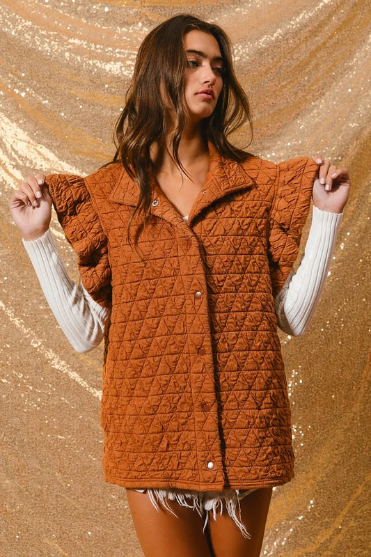 Image of BiBi Quilting Knit Ruffle Sleeve Vest | Queeble.shop