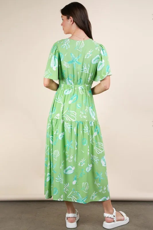 Image of VERY J Printed V-Neck Resort Midi Dress | Queeble.shop