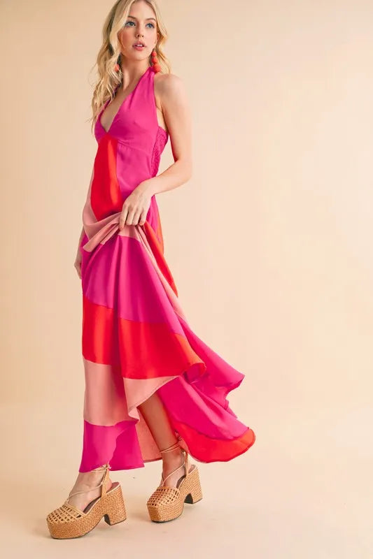 Image of Aemi+Co Color Block Sleeveless Maxi Dress | Queeble.shop
