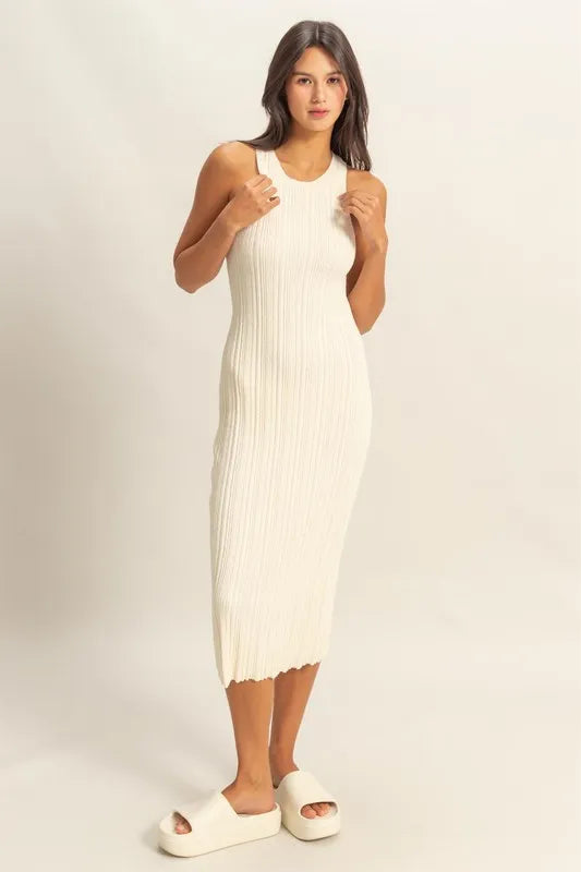 Image of HYFVE Round Neck Bodycon Ribbed Knit Dress | Queeble.shop