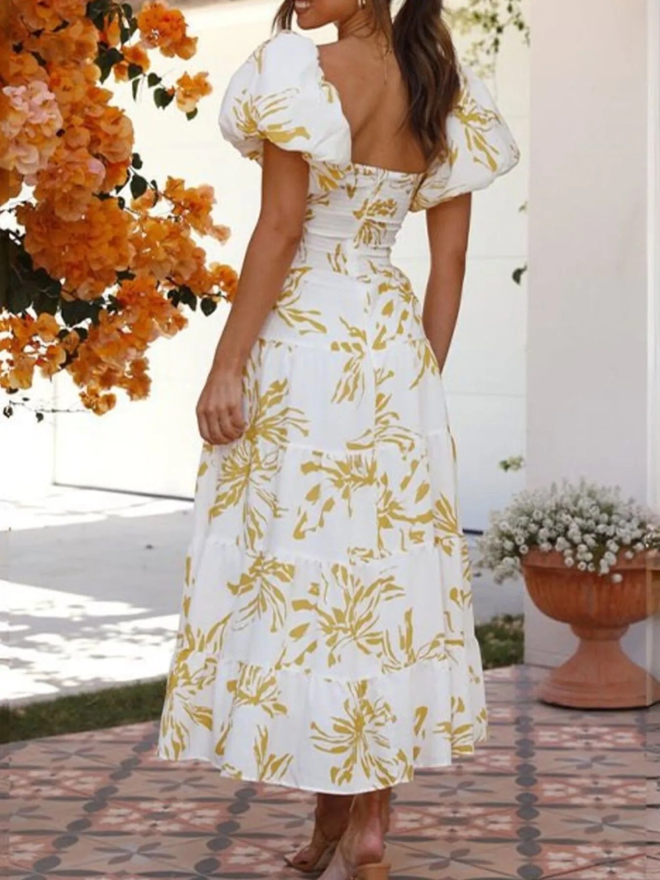 Image of Off-Shoulder Floral Tiered Dress with Ruffle Details | Queeble.shop