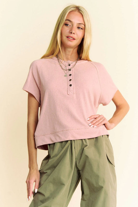 Image of Davi & Dani Breezy Knit Fabric Short Sleeve T-shirt Top | Queeble.shop
