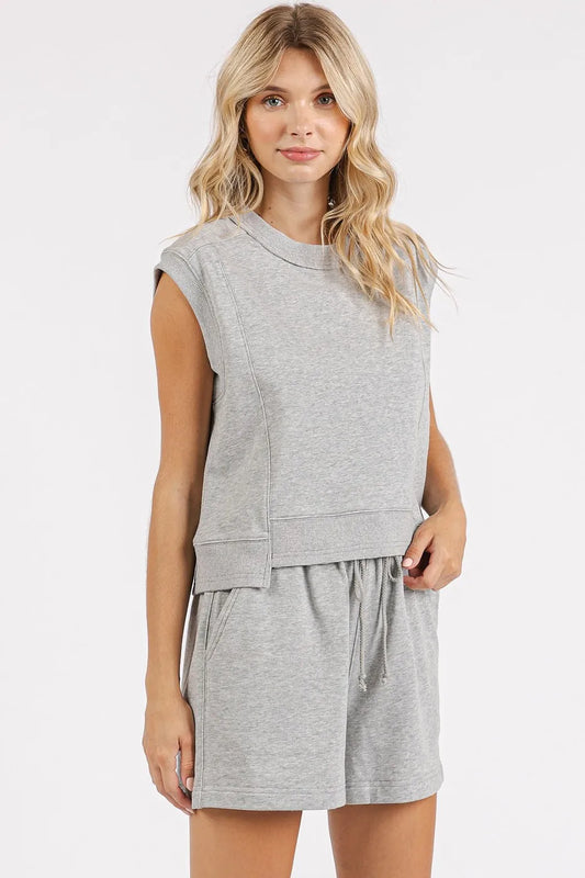 Image of Mittoshop French Terry Crew Neck Top and Shorts Set | Queeble.shop