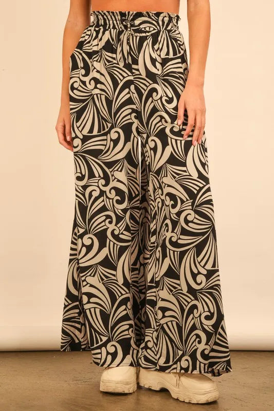 Image of VERY J Full Size Printed Wide Leg Pants Plus Size | Queeble.shop