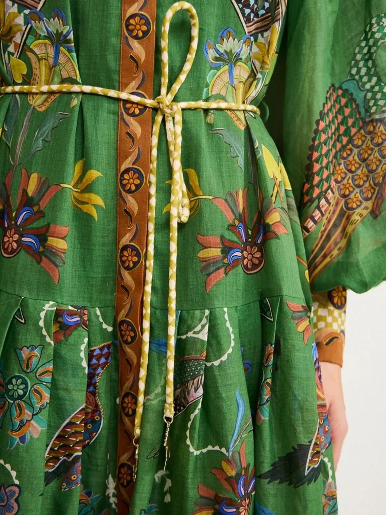 Image of Printed Lantern Sleeve Maxi Shirt Dress | Queeble.shop