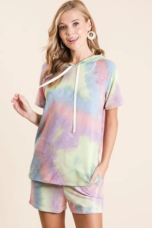 Image of BiBi Tie Dye Terry Hoodie with Drawstring | Queeble.shop